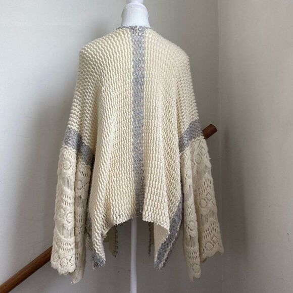 Anthropologie Boho Romantic Knit Crochet Cardigan Sweater Oversized One Size - Picture 7 of 10